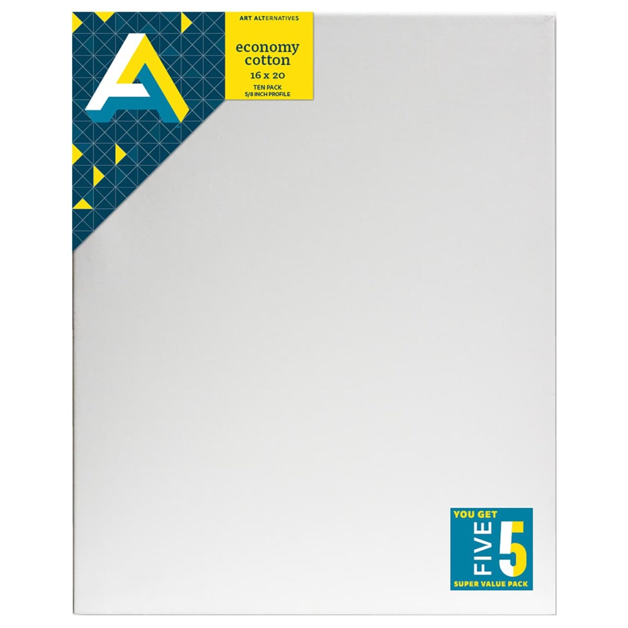 Art Alternatives Economy Cotton Stretched Canvas, 16 in x 20 in, 5/Pkg.